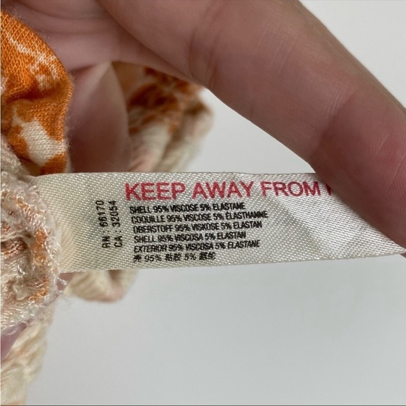 Free People Muted Neutral Smocked Floral Ruffle Tank Top XS - Picture 6 of 7